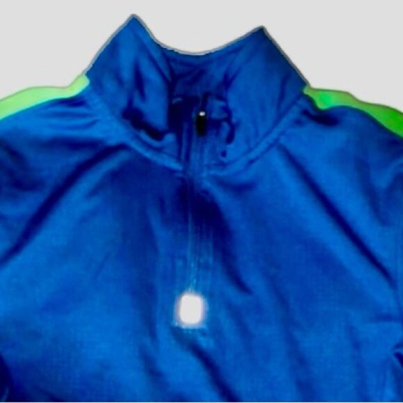 🍭 tek gear Blue Activewear Athletic Track Pullover 1/4 Zip Top Size M 10-12 EUC - Picture 3 of 7